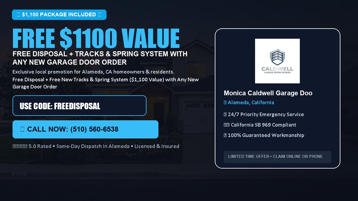 Free Disposal + Free New Tracks & Spring System with Any New Garage Door Order ($1100 Value) in Alameda, CA